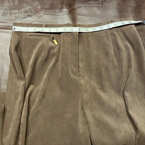 Vintage 80's Doncaster Pant Suit Set womens 14 Soft Faux Suede Classic Brown - Picture 15 of 16